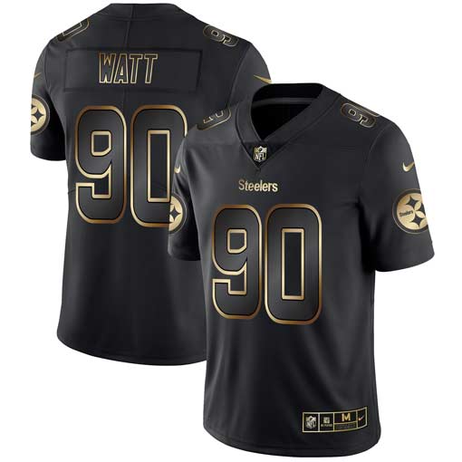 Men's Pittsburgh Steelers #90 T. J. Watt 2019 Black Gold Edition Stitched NFL Jersey
